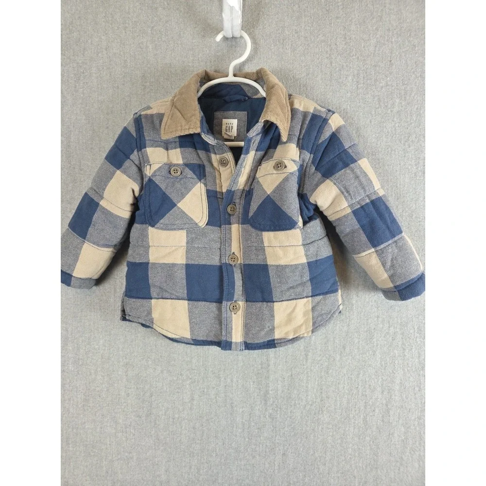 Baby Gap Boys 18-24 Mos Flannel Trucker Chore Jacket Quilted Corduroy Collar Y2K
